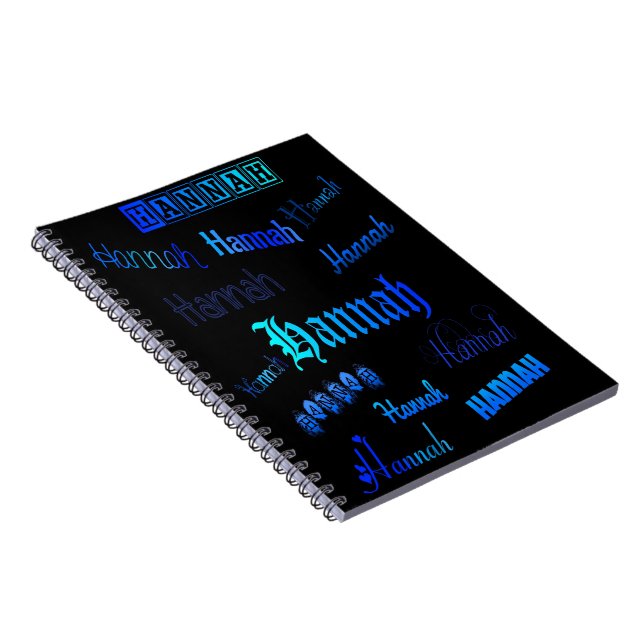 Caderno Espiral Sombras de Azul em Preto - Hannah (Lado Direito)