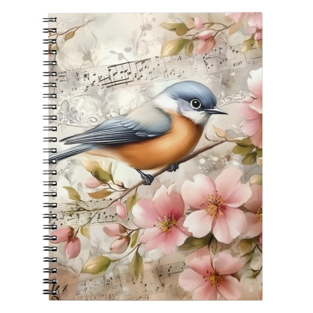 Caderno Espiral Songbird Pink Blossoms | (Frente)