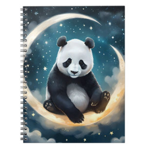 Caderno Espiral Sonhando à Lua: Serenada Celestial de Panda