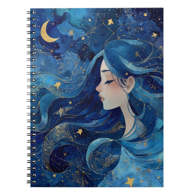 Caderno Espiral Sonhando Sob as Estrelas - Diário da Deusa (Frente)