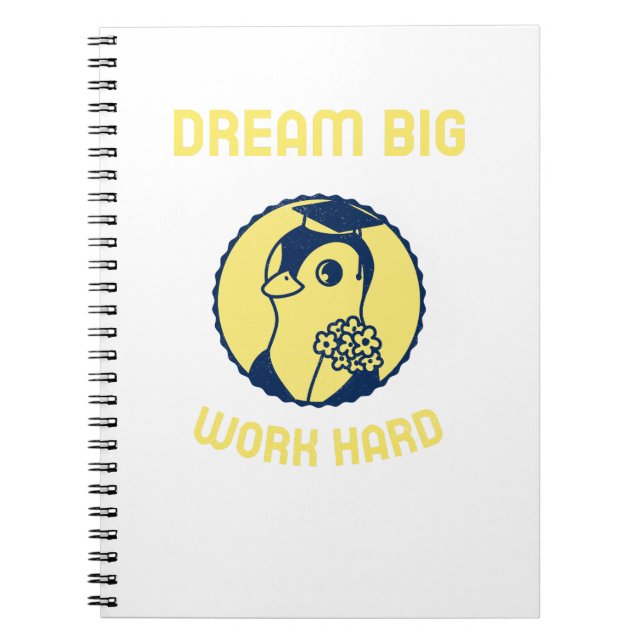 Caderno Espiral Sonhe Grande Duro de Trabalho Motivação de Volta à (Frente)