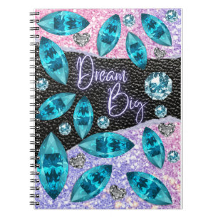 Caderno Espiral sonhe grande jóias fancy coloridas estilo