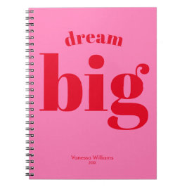 Caderno Espiral Sonhe Grande! Moderna Tipografia Vermelha - Rosa Q