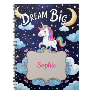Caderno Espiral Sonhe Grande – Unicórnio Mágico Personalizado