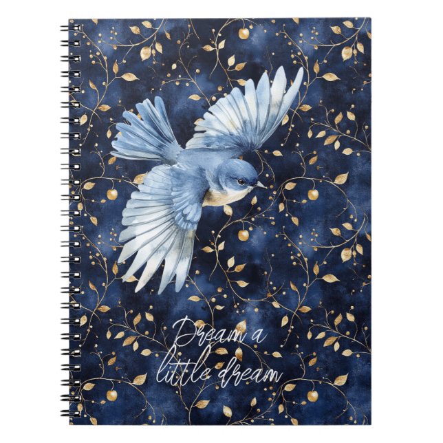 Caderno Espiral Sonho de Folhas Douradas do Pássaro Azul (Frente)