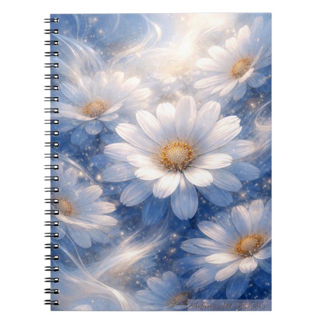 Caderno Espiral Sonho de Margarida Azul Etéreo (Frente)