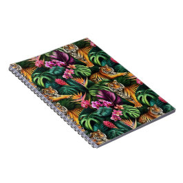 Caderno Espiral Sonho de Tigre na Selva Padrão de Superfície Contí