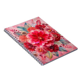 Caderno Espiral Sonho Floral Luxo com Flores e Abstrato de Pastel