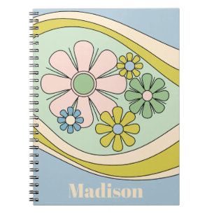 Caderno Espiral Sonho Floral Retro Anos 60 Pastel Personalizado