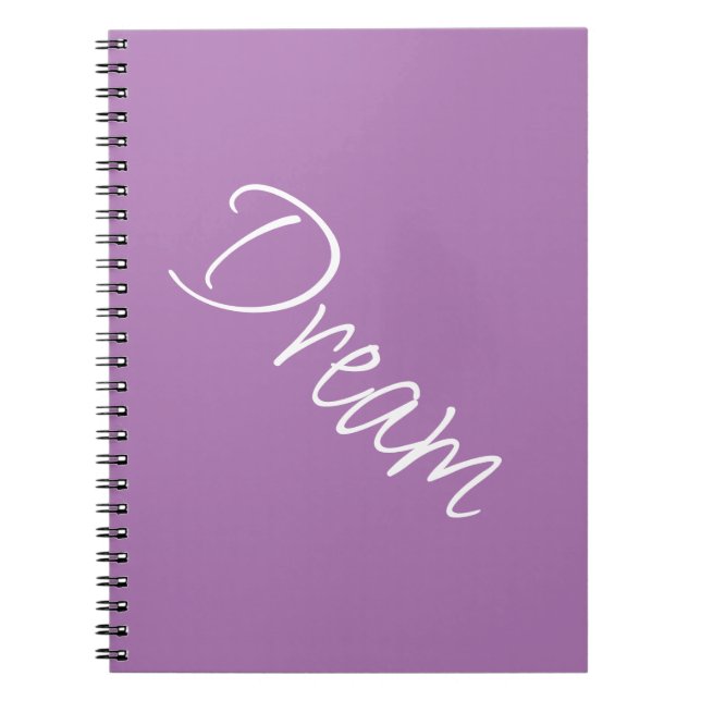 Caderno Espiral "Sonho" Frase Lavanda Roxo Fundo (Frente)
