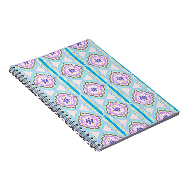 Caderno Espiral Sonho Pastel Boho Geométrico Caleidoscópio (Lado Direito)