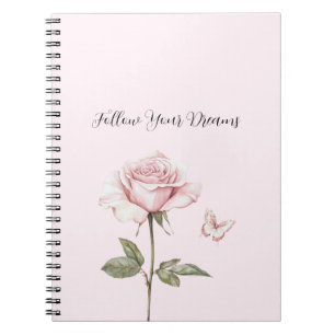 Caderno Espiral Sonhos de Borboleta Rosa Branca