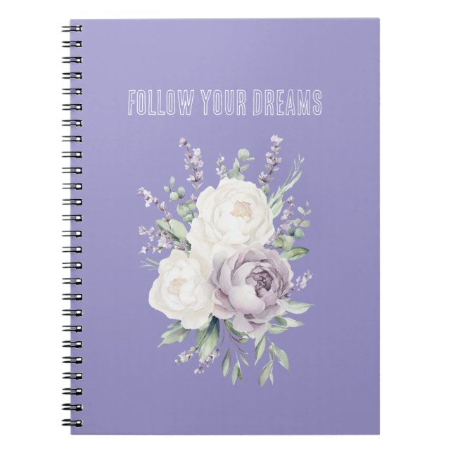 Caderno Espiral Sonhos de Flores Brancas de Lavanda  (Frente)