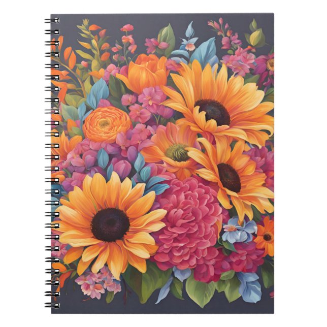 Caderno Espiral Sonhos De Girassol: Notebook Floral (Frente)