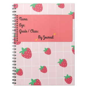Caderno Espiral Sonhos de Morango - Diário estético
