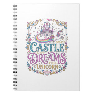 Caderno Espiral Sonhos do Castelo do Unicórnio Unicórnio Fundo Bra