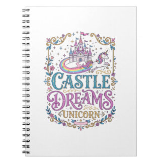 Caderno Espiral Sonhos do Castelo do Unicórnio Unicórnio Fundo Bra