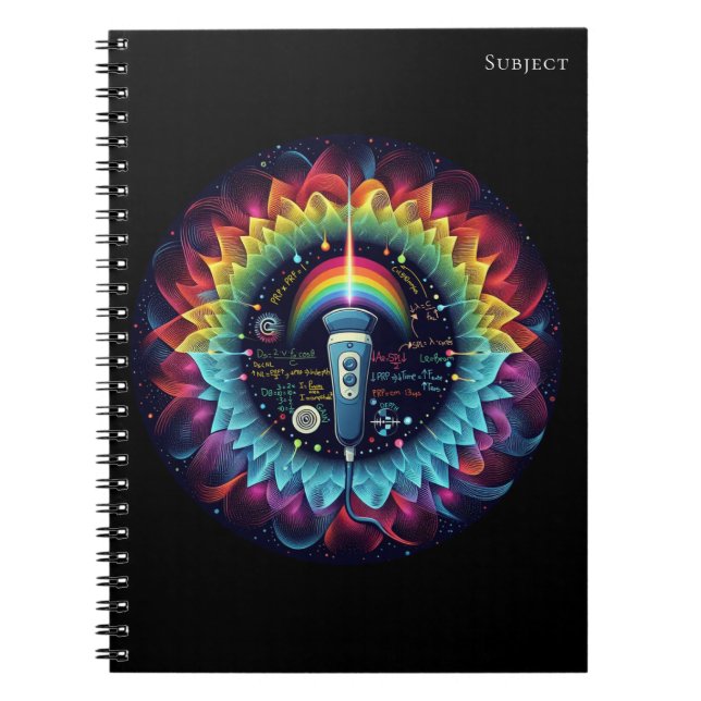 Caderno Espiral Sonografia - Ondas de Ultrassom Coloridas - Física (Frente)