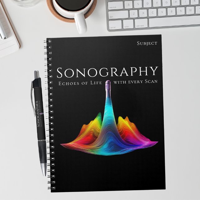 Caderno Espiral Sonografia - Ondas de ultrassons coloridas (Sonography-Colorful Ultrasound Waves Notebook)