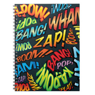 Caderno Espiral Sons Divertidos de Quadrinhos de Arte Pop Retro