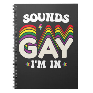 Caderno Espiral Sons Groovy do Orgulho LGBT Gay Estou Dentro
