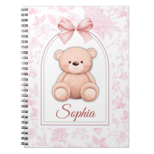 Caderno Espiral Sophia   Design de Enfermeiro de Urso Rosa Persona