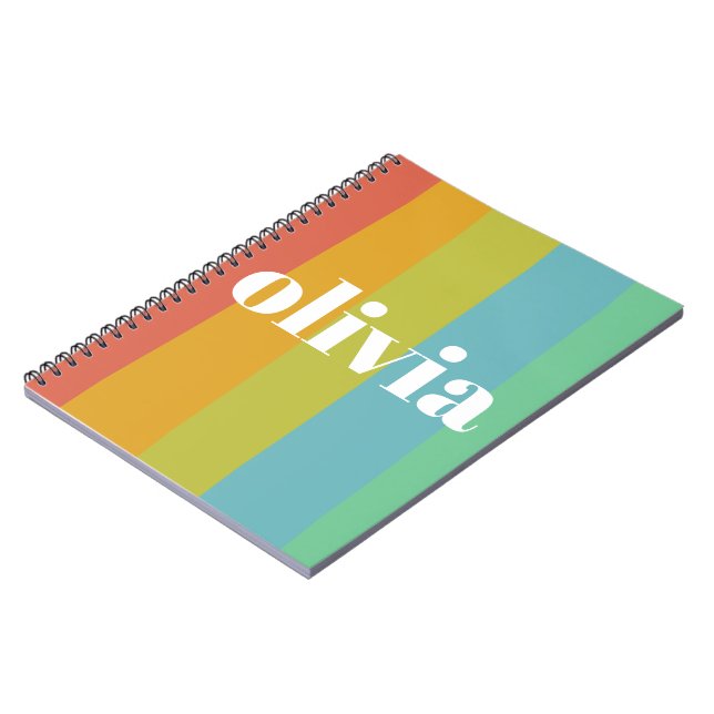 Caderno Espiral Sorbet Rainbow Colors Nome Personalizado Summer (Left Side)