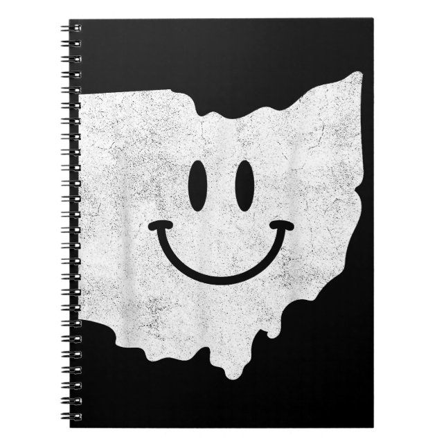 Caderno Espiral Sorriso em OH - Engraçado Rosto Feliz de Ohio (Frente)