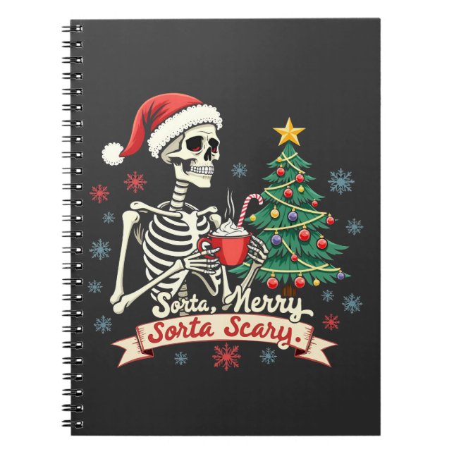 Caderno Espiral Sorta Feliz Sorta Assustadora Spooky Esqueleto Xma (Frente)