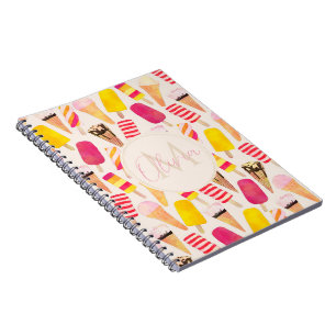 Caderno Espiral Sorvete de Aquarela de Verão Doce
