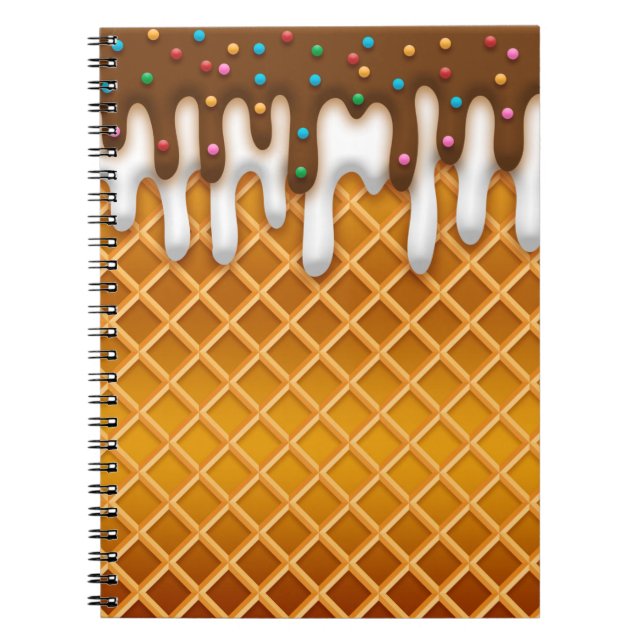 Caderno Espiral sorvete De Chocolate De Waffle Cone E Vanilla  (Frente)