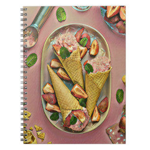 Caderno Espiral Sorvete de morango