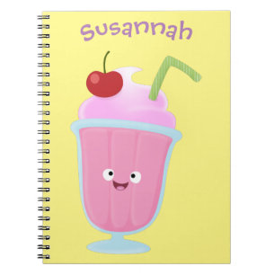 Caderno Espiral sorvete de morango bonito desenho