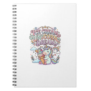Caderno Espiral Sorvete de Unicórnio Sonho de Unicórnio Tipografia