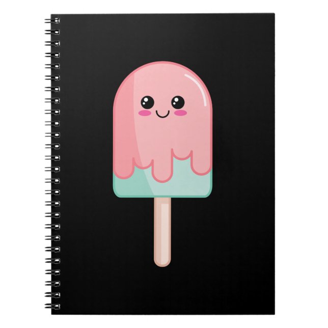 Caderno Espiral Sorvete Face Kawaii Comida Art (Frente)
