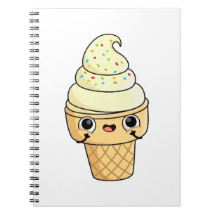 Caderno Espiral Sorvete Kawaii bonito