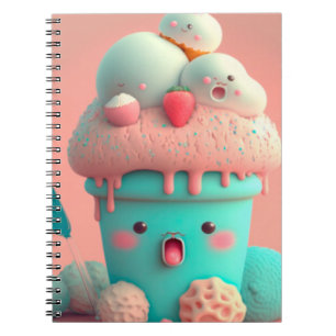 Caderno Espiral Sorvete notebook rosa e giro