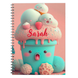 Caderno Espiral Sorvete notebook rosa e giro