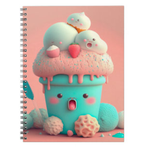 Caderno Espiral Sorvete notebook rosa e giro