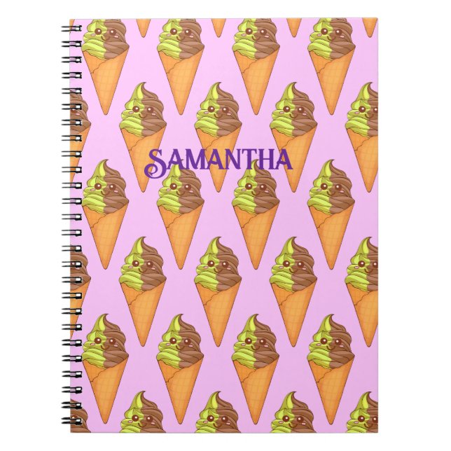Caderno Espiral Sorvete Soft Serve Matcha Green Tea Dessert (Frente)