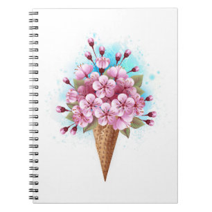 Caderno Espiral Sorvete Waffle Rosa Sakura Cone