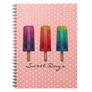Caderno Espiral Sorvetes de picolé de cor aquática