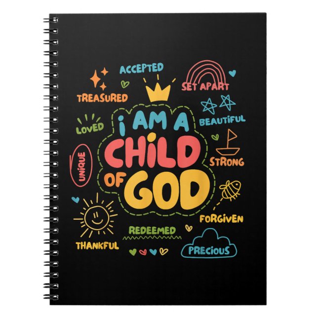 Caderno Espiral Sou Criança de Deus, Retro Cristão Jesus Faith De (Frente)