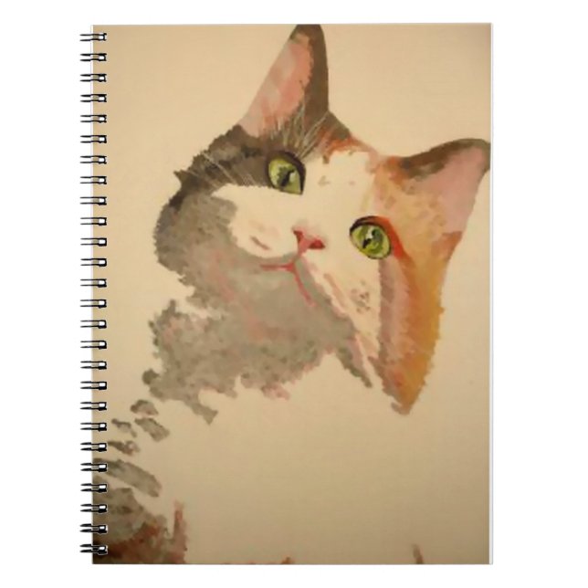 Caderno Espiral Sou "Todos os Ouvidos": retrato de Calico Cat (Frente)