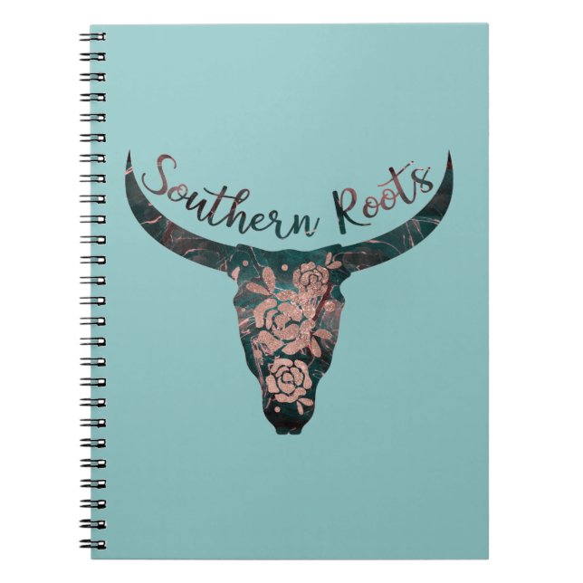 Caderno Espiral South Roots Country Longhorn Pink Rose & Green (Frente)