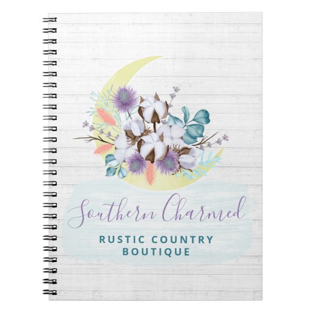 Caderno Espiral Southern Floral Cotton Moon & Rustic Wood Country (Frente)