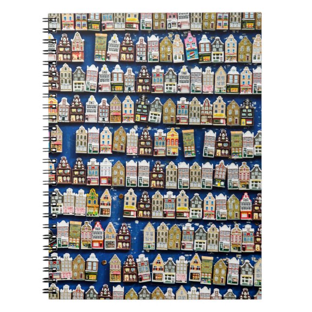 Caderno Espiral Souvenirs holandesas, cena da rua de Amsterdã. (Frente)