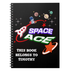 Caderno Espiral Space Ace   Planetas   Estrelas   Foguete   editáv