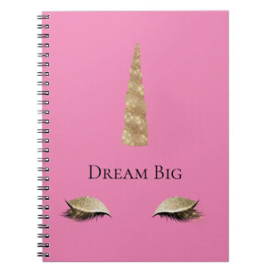 Caderno Espiral Sparkle Dourada Glam Unicorn