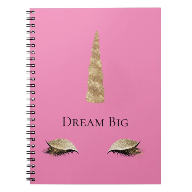 Caderno Espiral Sparkle Dourada Glam Unicorn (Frente)